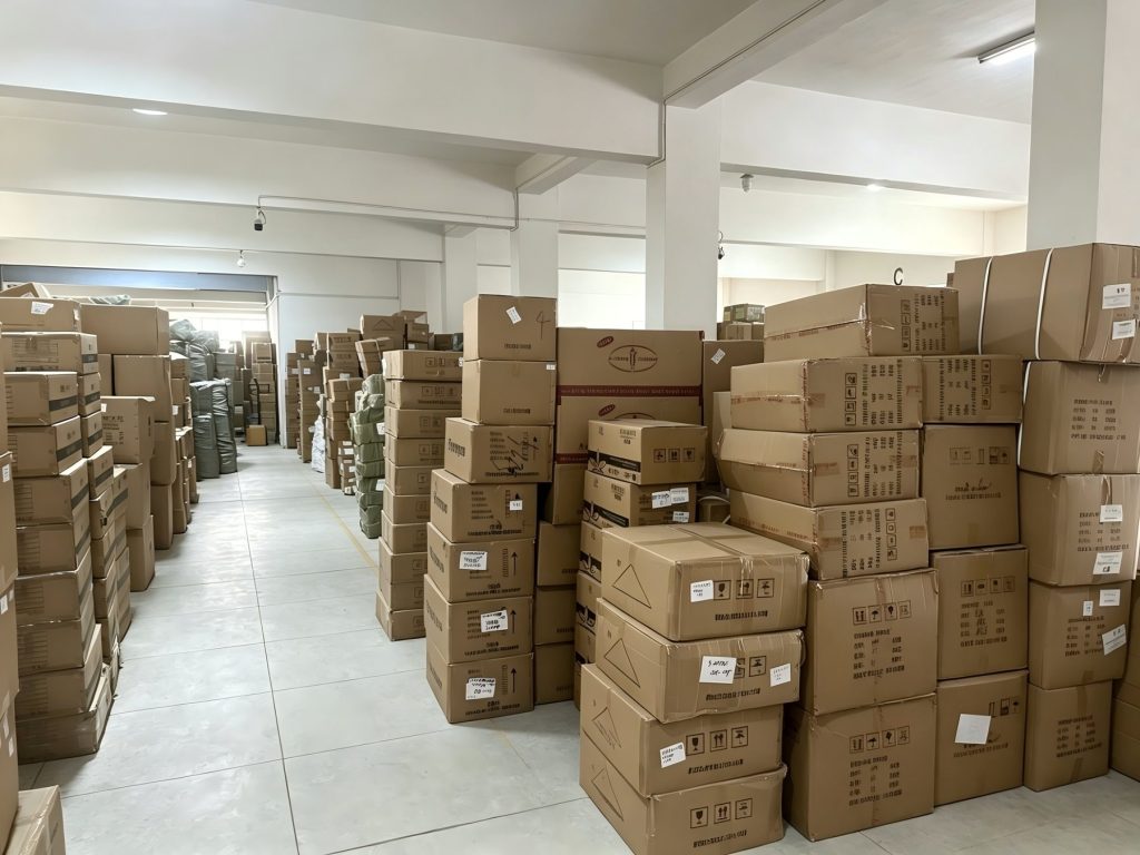 Ready stock body care products on showroom shelves